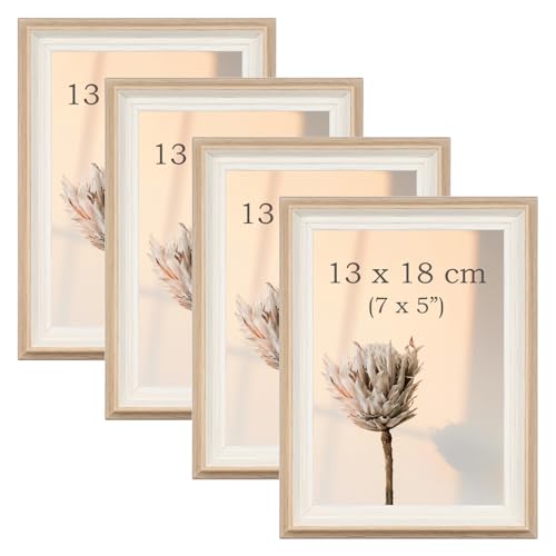 YoHyien 4 Pezzi Cornici Foto, Cornice Portafoto da Tavola, Decorative Cornice per Foto da Muro, Photo Frame for Wall (Effetto Legno, 13 x 18 cm)