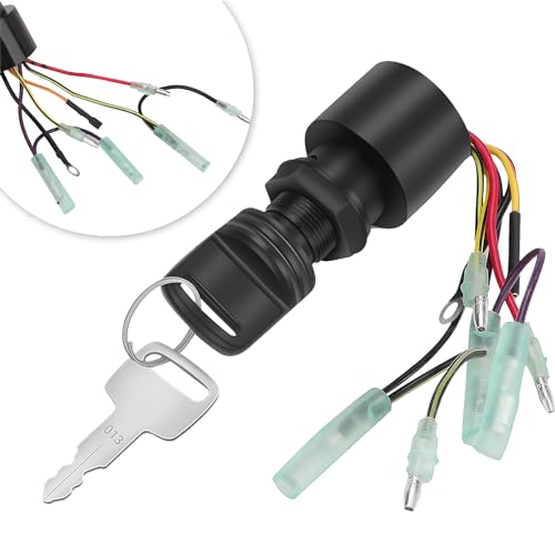 87-17009A5 87-17009A2 Boat Ignition Switch Replacement for Mercury Mariner Outboard Motor Control Box Ignition Key Switch with 2 Keys 3 Position 6 Wire Connectors for Mercury Push Choke Ignition