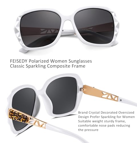 Image of FEISEDY Oversized Sunglasses for Women Square Polarized Sparkling Frame B2289