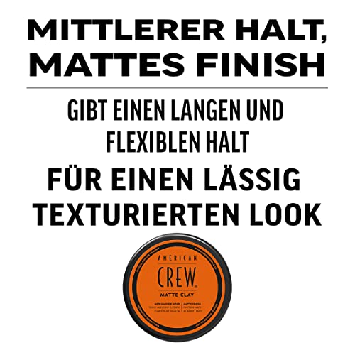 AMERICAN CREW – Matte Clay, 85 g, Stylingclay für Männer, Haarprodukt mit mittlerem bis starkem Halt, Stylingprodukt für optimale Formbarkeit, Struktur & leichten Glanz