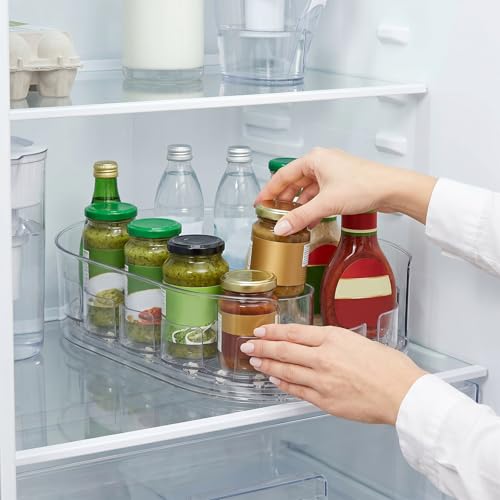 Lazy Susan Turntable Organiser for Fridge 360 Rotating Spice Rack for Kitchen Cabinet & Pantry Clear PET Revolving Condiment Holder Fridge Storage Organiser 33 x 7.5cm
