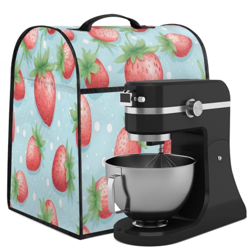 Coffee Maker Cover Cute Strawberry Kitchen Appliance Covers Small Appliance Covers Blender Cover Juicer Cover Dust Covers for Kitchen Appliances with Top Handle and Pockets,Washable,B622