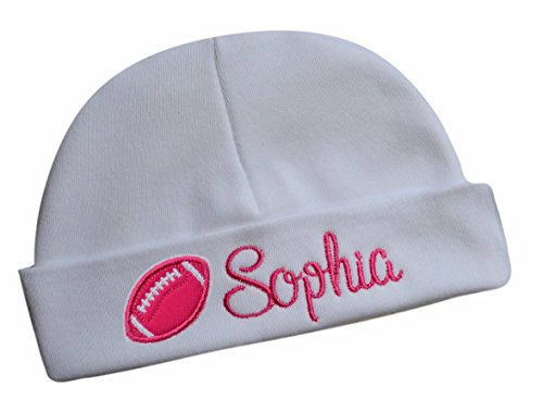 Embroidered Baby Girl Football Hat Personalized Keepsake Custom Infant Hat with Name