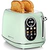   Keenstone-Smart-Touch-Screen-Toaster-2-Slice-Retro-Wide-Slot-Stainless-Steel-Toaster-with-6-Browning-Levels-Reheat-Defrost-for-Bagel-Toast-Bread-Removable-Crumb-Tray-Green