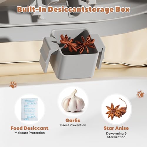 Hundefutter Aufbewahrungsbox - Luftdichter Futterbox Hund mit Messbecher & Löffel - Faltbarer Dog Food Container für Trockenfutter - Futtertonne Hund für Großvorrat Katzen - Futterbehälter mit Rollen