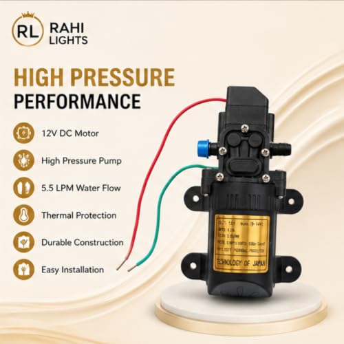 Image of 12V DC Diaphragm Water Pump for Battery Spray Pump, High Pressure Self Priming Motor, Agricultural Sprayer Replacement Pump, Thermal Protected (120 PSI | 5.5 LPM)