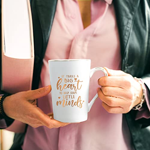 Joymaking Teacher Gifts Appreciation It Takes a Big Heart to Shape Little Minds Coffee Mug Preschool 14Oz Pink Marble with Exquisite Box - Image 2
