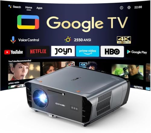 4K Smart Beamer mit Google TV – 2550 ANSI Lumen Tageslicht-Projektor, 70W Dolby Audio, ToF Autofokus, WiFi 6, HDMI ARC,MEMC,Ultra HD – Heimkino & Gaming Beamer für Outdoor