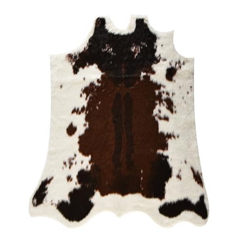 ADOCARN 1pieza Alfombra Irregular con Estampado de Vaca Simulada Alfombra Decorativa y Cómoda para Dormitorio y Sala Tapete Multifuncional de Acrílico y Poliéster