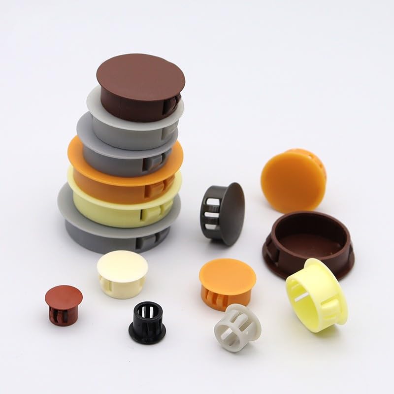 Przelotki kablowe do biurek, 50 szt. Biała plastikowa dekoracyjna zaślepka otworu meblowego, przelotka kablowa na biurko, czarna, okrągła, zatrzaskowa(Black,16mm)