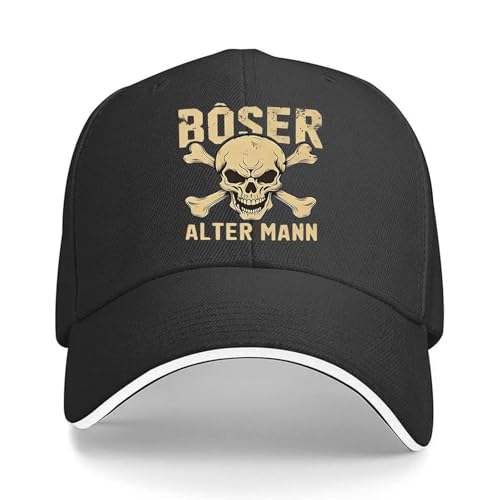 Casquette de baseball crâne vintage noire style snapback réglable pour hommes et femmes