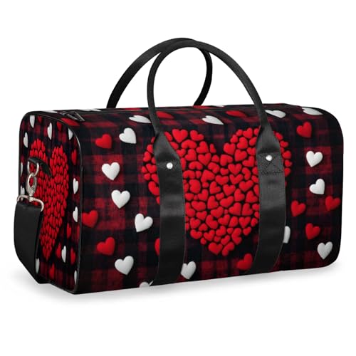 Valentine's Day Duffle Bag for Travel, Overnight Weekend Gym Carry On Luggage Bag, Heart Travel Duffel Bag for Men Women