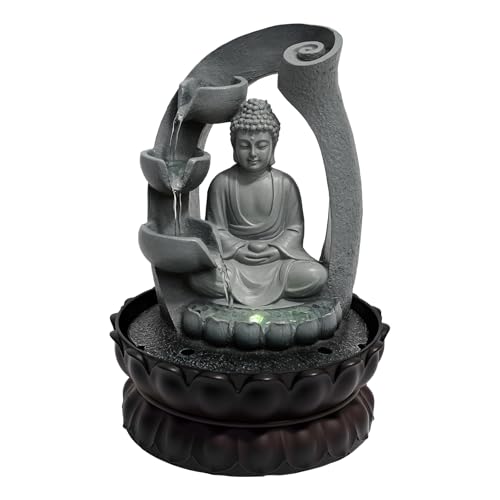 Estatua de Buda con Lotus Solar Jardín Figuras Estatua de Buda Meditación Luces Solares para el Exterior Decoraciones para Jardín Patio Terraza