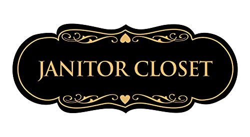 Plaque de signalisation placard Janitors de format 3-1/2" x 9" noir et or