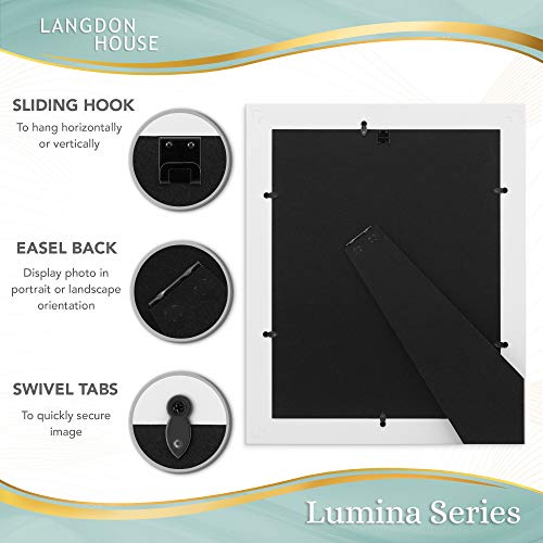 Langdon House 11X14 Real Wood Picture Frames (2 Pack, Weathered White - Gold Accents), White Wooden Photo Frame 11 X 14, Wall Mount Or Table Top, Lumina Collection #TOP3