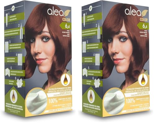 ALEA - Tinte Pelo Mujer - Alea Color - Nº 6.4 K - Color Rubio Oscuro Cobrizo - Coloración Permanente en Crema - con Aceite de Argán y Macadamia - Cobertura de Canas - Máxima Protección y Cuidado