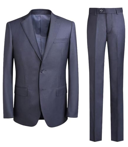 Men's Two Buttons Suit Casual Formal Tuxedos Notch Lapel Jacket Pants for Dinner