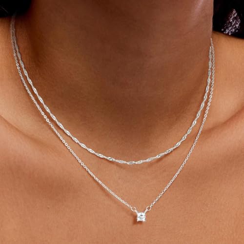 Gold Necklace for Women 14K Gold/Silver Plated Choker Diamond Necklace Set for Women Simple Dainty CZ Gold Chain Trendy Jewelry Accessories2