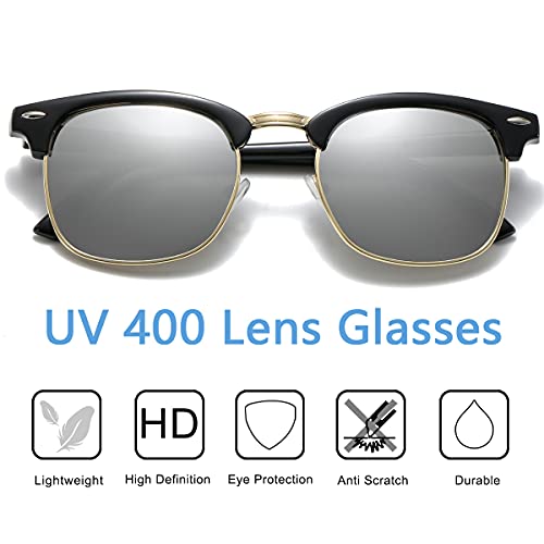 Image of Retro Semi Rimless Sunglasses Half Frame UV400 Glasses for Men And Women