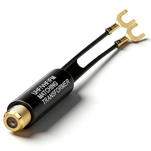Gold Plated 75 to 300 Ohm Matching Transformer - Balun Adapter with F Female Jack for HD TV/UHF/VHF/FM Antenna & Radio, Improves Signal & Reduces Interference (1-Pack)
