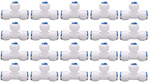 Image of 1 /4 inch Tee 3 Way Tube Quick Connect Push Fit Connector T-Shape 6 mm For RO Water Reverse Osmosis System (Pack of 20)