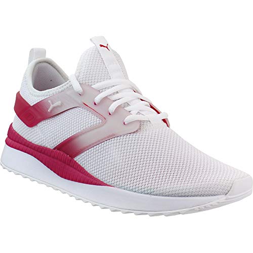 PUMA PUMA womens Pacer Sneaker, Puma White/Puma White/Bright Rose, 7.5 US