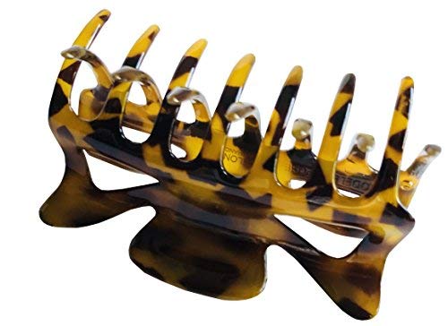 Parcelona France Savana Medium 3.5 Inch Covered Spring Celluloid Jaw Claw Hair Clip Clutcher