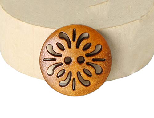 RuiLing Holz Nähknopf Blume Design Rund Holz Aushöhlen Knopf für Kleidung DIY Zubehör Cover