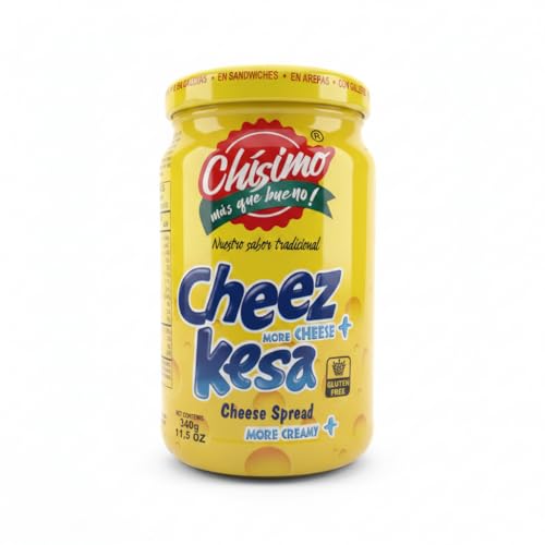Crema de Queso Untable 340g (11,5 oz) - Sabor Tradicional con Queso Cheddar Real - Chísimo Cheez Kesa - Sin Gluten y Textura Cremosa para Arepas y Aperitivos - NEXU