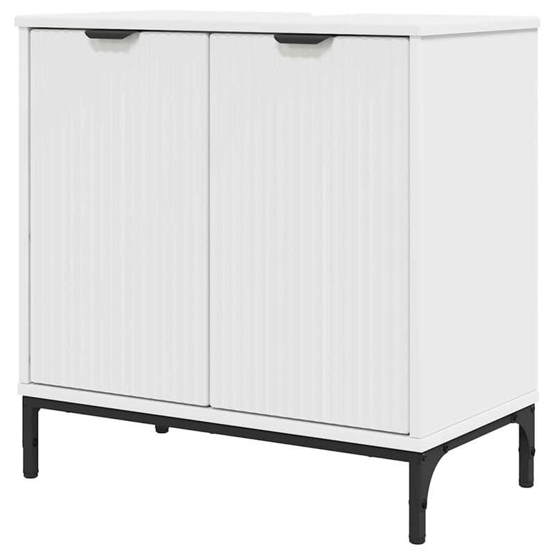 Eleganz Armario de baño para debajo del lavabo, color blanco, 60,5 cm, material de madera, solución de almacenamiento para toallas y artículos de tocador, diseño moderno para baños pequeños