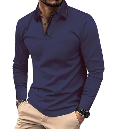Comilaka Hombre Polo Casual Manga Larga Poloshirts...
