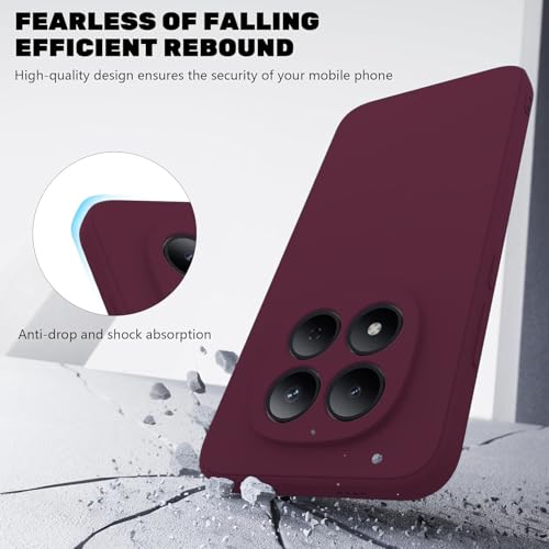 Image of DIZORO Compatible with Mi Redmi Note 15 Pro Plus 5G Back Cover with Upgraded Square Edges for Camera Protection Shockproof Flexible Matte Liquid Silicone Mobile Phone Case - Wine