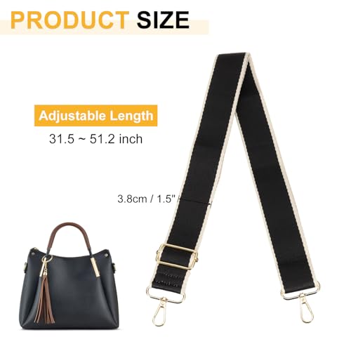 Image of PATIKIL 55in Purse Straps Replacement Crossbody, Bag Straps Crossbody Universal Adjustable Canvas for Purses Handbags Guitar, Black