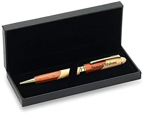 Executive Gift Shoppe | Personalized Maple & Rosewood Ballpoint Pen | Customized Wood Ballpoint Pen and Box Set | Free Custom Engraving | Perfect Business Gift | Presentation Box