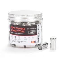 HKS 100PCS Non-Insulated Wire Ferrules- AWG4-25.0mm2 Copper Barrel Pin Cord Terminals for Wiring Electrical Crimp EN25-16