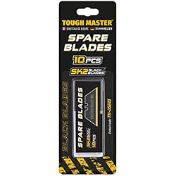 TOUGH MASTER 10 Piece Utility Trim Knife Trapezoidal Blade, Strong SK2 Steel Spare Blades, 19x60x0.6mm Packed in Blister Card (TM-USB10)