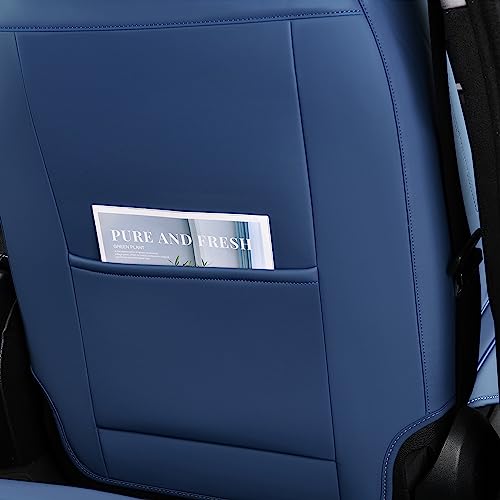 Image of FLORICH Front Seat Covers, Leather Seat Covers, Universal Car Seat Covers 2PCS, Waterproof Car Seat Protector, Driver Seat Cover Accessories for Trucks SUV Sedans-Blue&White