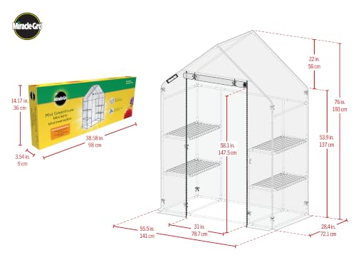 Miracle-Gro Walk-in Greenhouse, Removable Shelves, Clear, 4'8"x29"x6'5 - image 2