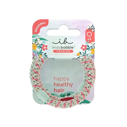 invisibobble - TWISTAR Oasis Mint Braids - Set de 3 elásticos trenzados - Sujeción suave para trenzas, moños y twists en tonos primaverales
