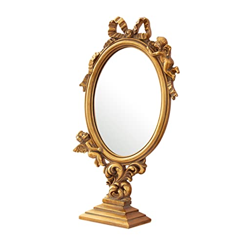 Espejo de maquillaje vintage Ipetboom 1pc elegante dorado