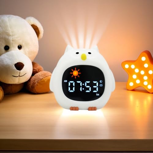 xinjinhju Réveil Veilleuse avec 9 Couleurs de Lumière et 6 Bruits Blancs, Horloge Numérique d'apprentissage du Sommeil, Luminosité et Son Réglables,...