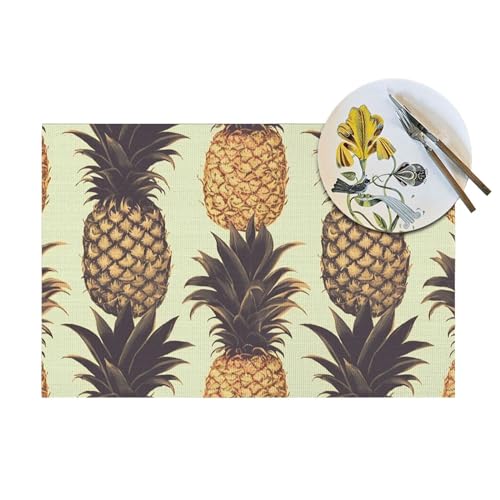 Set de table PVC lavable antidérapant cuisine lot de 4 ananas - 6