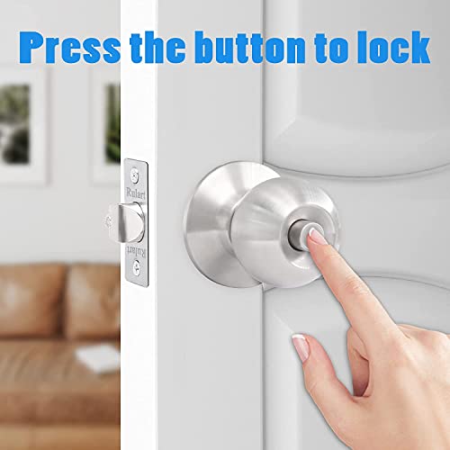 Door Knob With Lock Bedroom - Keyed Entry Door Knob Lock Interior And Exterior Bathroom,Stainless Steel Privacy Locking Door Knob Round Ball Door Lock Brushed Nickel(Silver) #TOP7