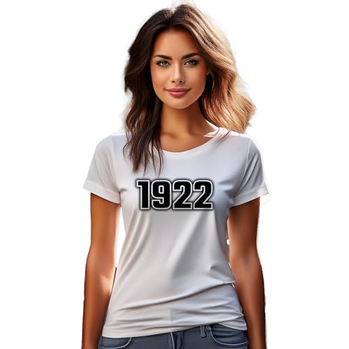 T-shirt femme année 1922 blanc haut vintage en coton et vêtement d'anniversaire