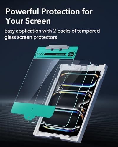 ESR iPad Pro 13 inç 2024 için 2 Parça Koruyucu Film, Temperli Cam, Kolay Uygulama Standı Ekran Koruyucu, Çizilmeye Dayanıklı, HD Berraklık - Görsel 3