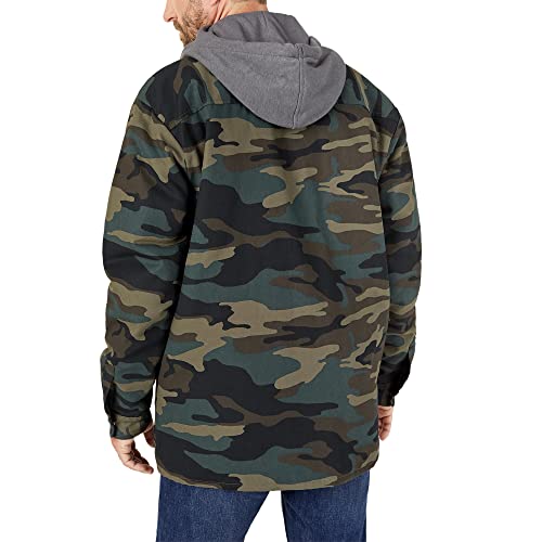 Dickies Men's Fleece Hooded Duck Shirt Jacket With Hydroshield, Hunter Green Camo, Large #TOP1