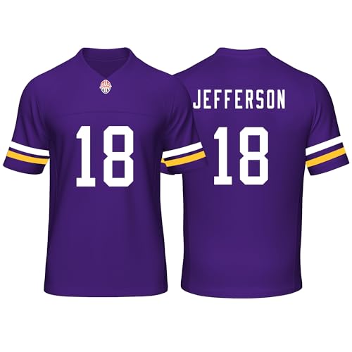 Custom Mens/Youth Football Justin Stitched T-Shirt for Sports Fan Jefferson Purple No Brand/Logos