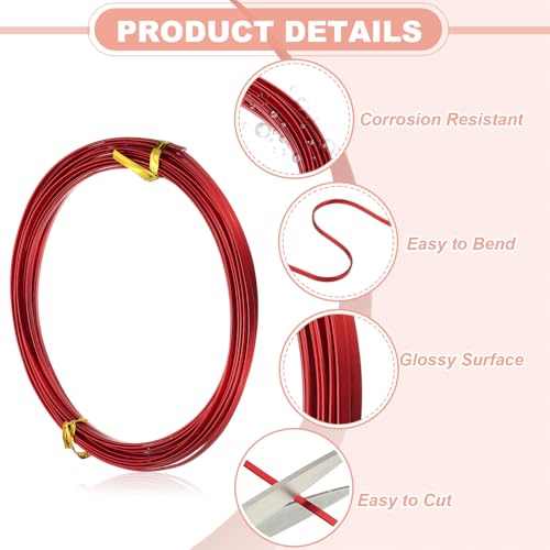 Image of uxcell 18 Gauge Flat Aluminum Wire, 16.40 ft 3mm Wide Aluminum Crafts Wire for Flower Bonsai Crafts Carving DIY Bezel Sculpting Gem Metal Wrap, Bright Red