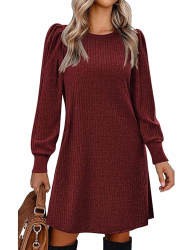 Zeagoo Maroon Dress for Women Petite Long Sleeve...