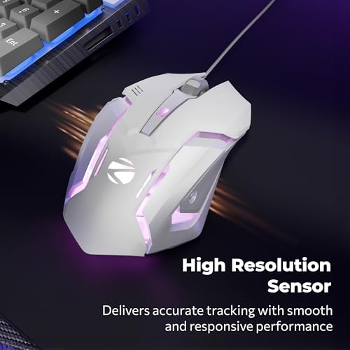 Image of Zebronics-Transformer-M with a High-Performance Gold-Plated USB Mouse: 6 Buttons, Multi-Color LED Lights,High-Resolution Sensor with max 3600 DPI, and DPI Switch(White)